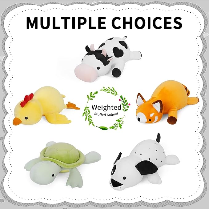 Weighted Cow Stuffed Animals Weighted Plush Toy 24" 4.2lb Cute Cow Hugging Dolls Plushies Pillows for Boys and Girls (White & Black)
