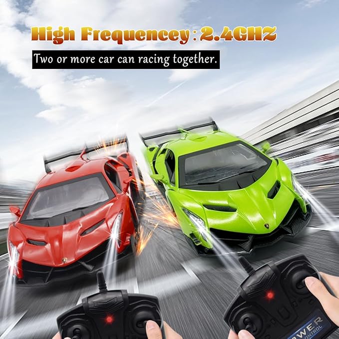 QUN XING Remote Control RC CAR Racing Cars Lambo Officially Licensed 1:24 Toy RC Cars Model Vehicle for Boys 5,6,7,8 Years Old, Green