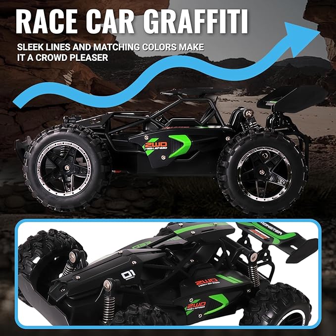 1/18Fast RC Cars for Adults 15+ KM/H，All Terrain High Speed Remote Control Car，with 2.4 GHz Remote Control.Two Rechargeable Batteries Truck for Adults & Kids