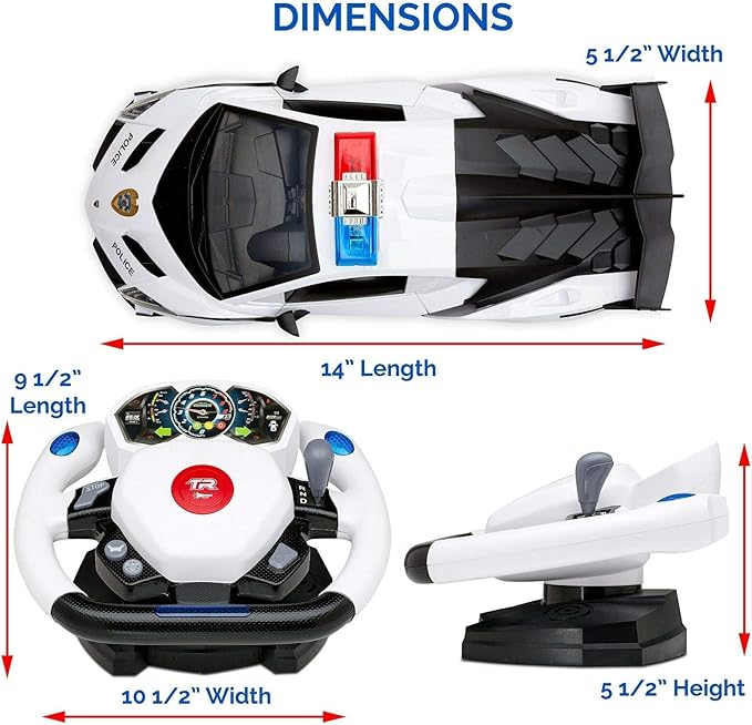 Remote Control Police Car, 4D Motion Gravity and Steering Wheel Control, 1:12 Scale, 2.4Ghz, with Lights, Sirens, Powered Doors, (TR-911)