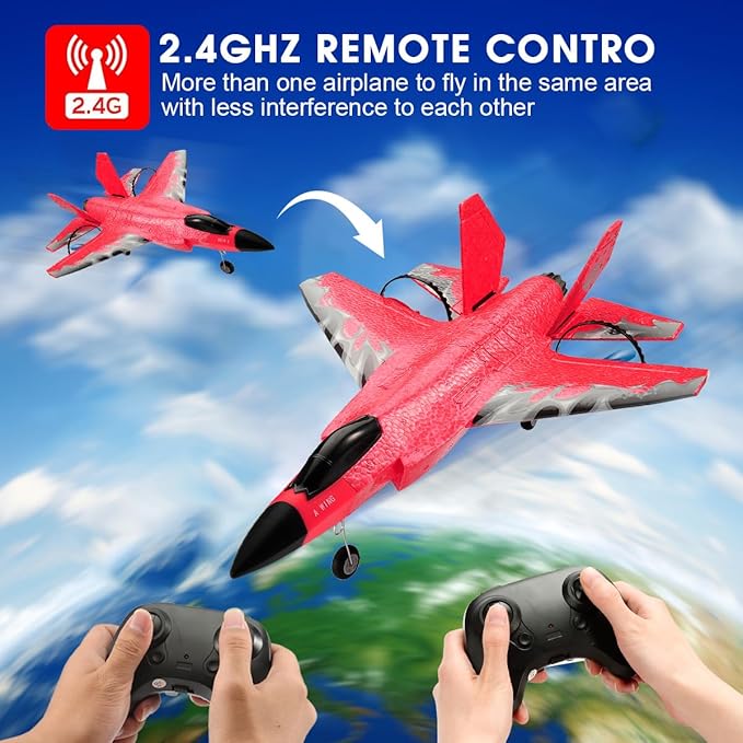 F-35 RC Plane, 2.4GHZ RC Airplane Ready to Fly Remote Control Airplane W/ 2 Batteries & 6-axis Gyro Stabilizer RTF Hobby Sport Toy RC Glider for Beginners Kids Boys Girls Adults