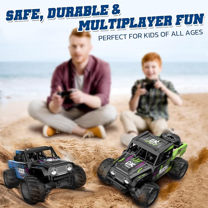 Monster Truck Toys for Boys 4-12 - 1/16 Scale Waterproof Amphibious 4WD RC Car w/ 2 Batteries (50 Min),Q191 Remote Control Car - All-Terrain Indoor/Outdoor, Pool, Grass, Blue
