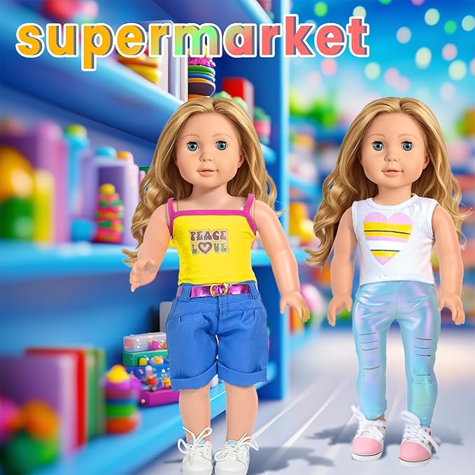 18 inch Doll Clothes Accessories, ARTST 18PCS Doll Clothes Outfit Dress for 18 inch, Xmas Gift for Girls(10 Set)