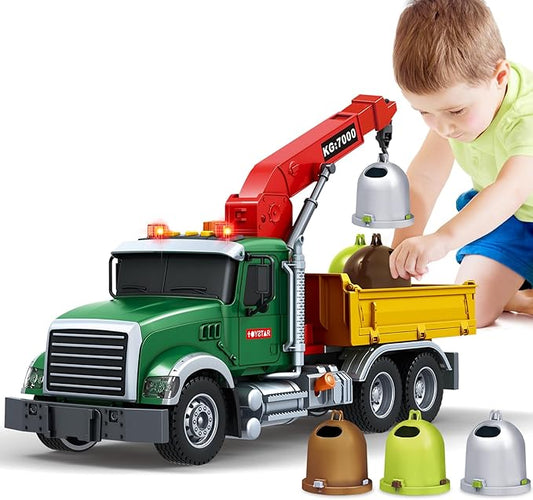 Kids Toys for 3 4 5 6 7 8 Years Old Boys, Large Garbage Sorting Truck Toy, Friction Powered Garbage Recycling Truck with Lights and Sounds, 3 Trash Bins, Birthday Gifts Toys for Toddlers Boys Girls