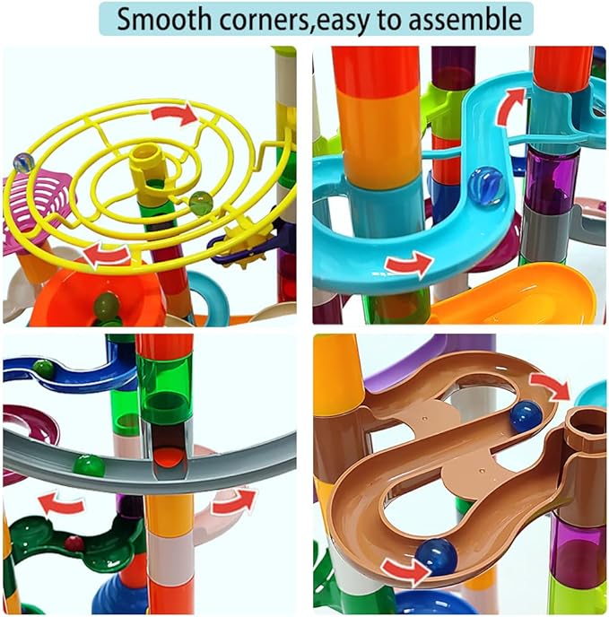 Marble Run for Kids Ages 3-4 5-8 150pcs Sturdy Building Toys Kids Games Marbles Run Track Amazing Fun Boys Girls Gifts (Standard)