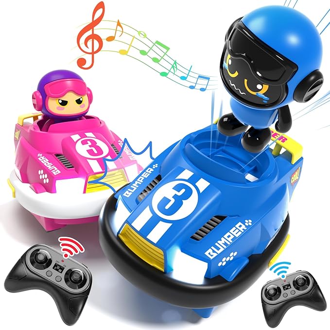 Remote Control Bumper Car Toy Set of 2 Players|Toddlers Mini RC Car Toys with Light & Sound & 360°Rotating|Christmas Birthday Gifts for 2 3 4 5 Year Old Boys Girls Kids Ideas