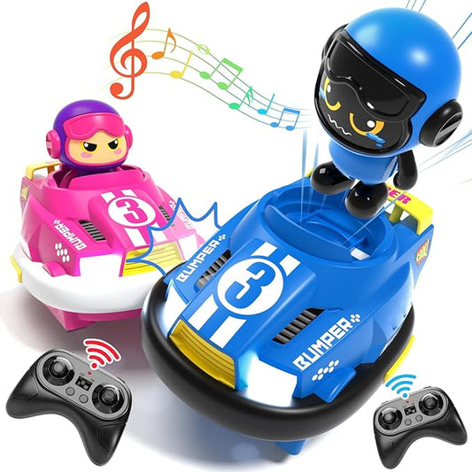 Remote Control Bumper Car Toy Set of 2 Players|Toddlers Mini RC Car Toys with Light & Sound & 360°Rotating|Christmas Birthday Gifts for 2 3 4 5 Year Old Boys Girls Kids Ideas