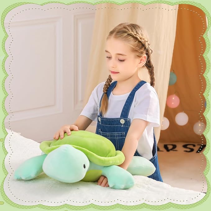 Weighted Turtle Stuffed Animals Weighted Sea Turtle Plush Toy 22" 4.2lb Cute Tortoise Hugging Dolls Plushies Pillows for Boys and Girls (Green