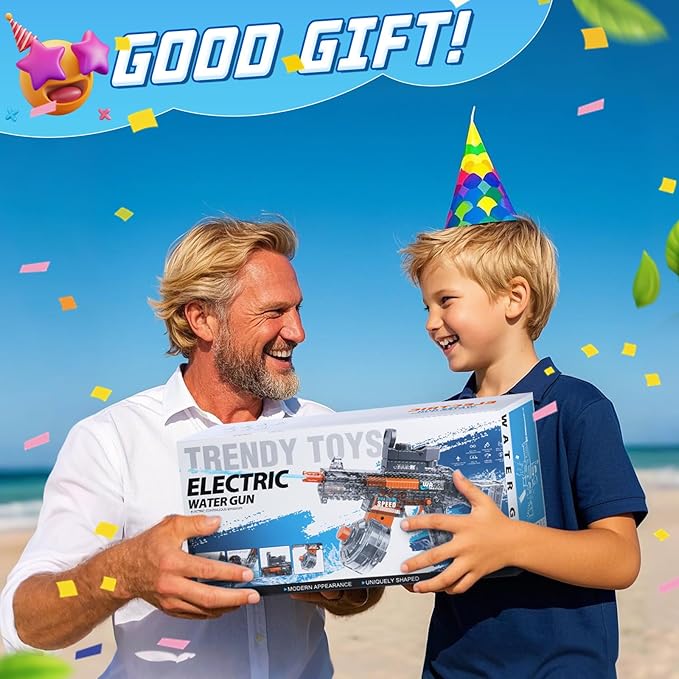 Electric Water Gun for Kids Ages 4-8: Auto Water Suction Powerful Squirt Blaster for Adults Kids, 32FT Spray Distance, Outdoor Summer Toys for Pool Beach Party for Adult Kids, Blue