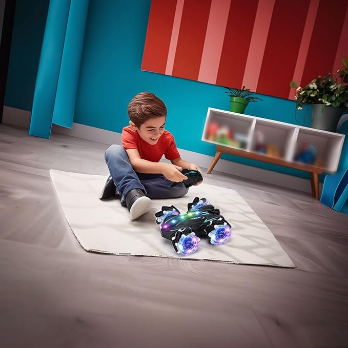 Upgraged Gesture Sensing RC Stunt Car with Lights & Music, Hand Gesture Remote Control car Toy with 360° Spins Gesture RC Spray Car Birthday Toys Gifts for 6 7 8 9 10 Year Old Boys