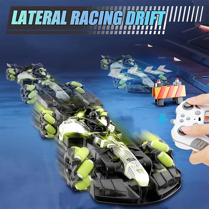 2.4GHz Gesture Sensing Remote Control Car - 360° Spin High Speed Drift F1 Formula Racing, with Spray, Music & Light, 2 Control Mode, Toy for Kids 8-12 Year Birthday Coolest Best Toy (Green)