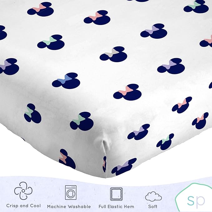 Saturday Park Disney Minnie Mouse Dreaming of Dots Full Sheet Set - 4 Piece 100% Organic Cotton Sheets - GOTS & Oeko-TEX Certified (Disney Official)