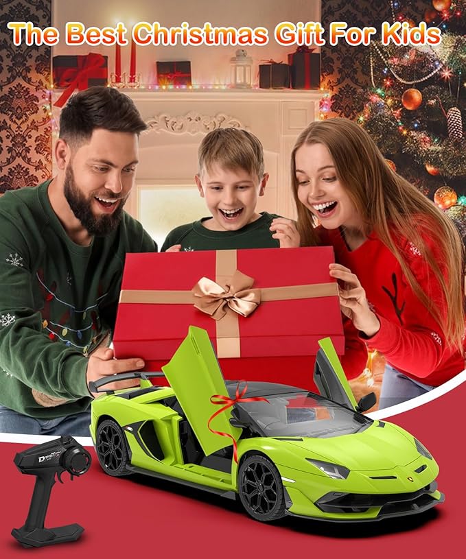 Lamborghini Remote Control Car, Officially Licensed 1:14 Lambo RC Car 7.4V 500mAh with 15km/h Fast Model Car Toys for Adults Boys Girls Birthday Ideas Gift, Green