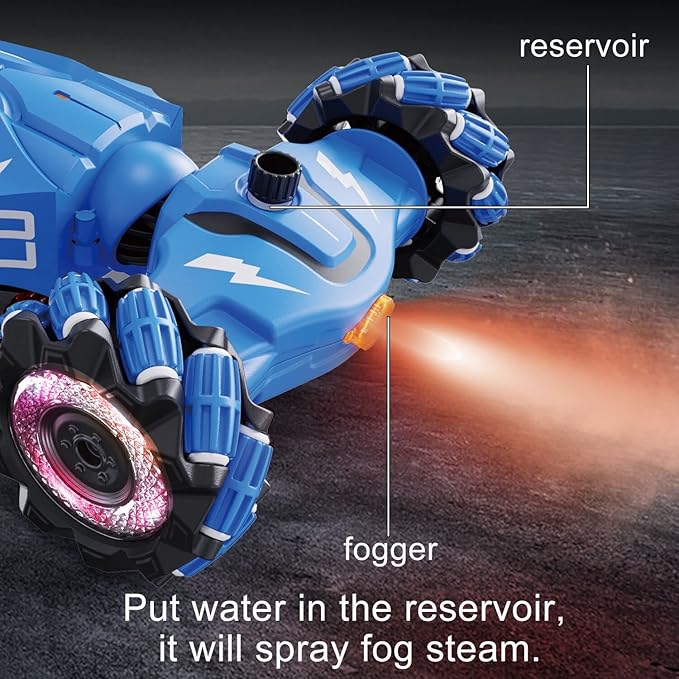 Upgraded Hand Gesture Sensing RC Stunt Car with Lights Music, Spray Drift RC Car 360 Spins All Terrains Hand Controlled Toy for 6-10 Year Old Boys