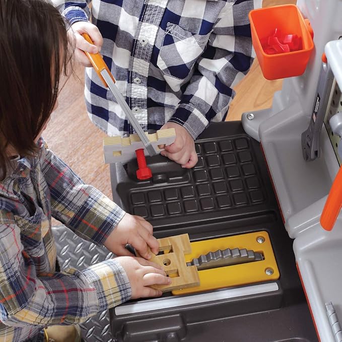 Step2 Big Builders Pro Kids Workbench, Indoor/Outdoor Tool Bench for Children, Interactive Play with Sounds, Made of Durable Plastic, Includes 45 Piece Toy Accessories, For Toddlers 3+ Years Old