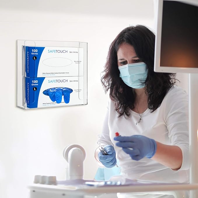 Amazing Abby Acrylic Glove Box Holder, Wall-Mounted Glove Dispenser, Floating Glove Box Organizer, Medium Size (for 2 Boxes), 10.5" W x 10.0" H x 3.5" D (Mounting Hardware Included)