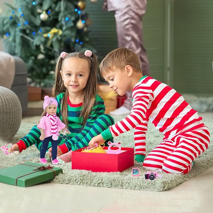 American Doll Clothes and Accessories for 18 Inch Dolls - Includes Pretend Makeup Kit - Girls Gift (Doll Not Included)