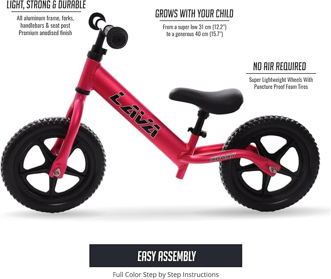 Balance Bike - Lightweight Aluminium Toddler Bike for 2, 3, 4, and 5 Year Old Boys and Girls - No Pedal Bikes for Kids with Adjustable Handlebar and Seat, EVA Tires - Training Bike