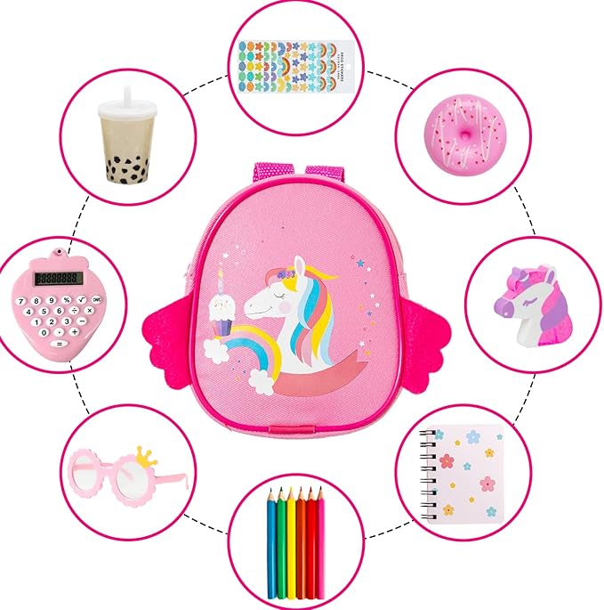 Doll Clothes and Accessories School Supplies Playset for 18 Inch Girl Doll with Doll Clothes,School Bags, Student Cards, Glasses, Pencils, calculators, Scissors, notebooks, etc