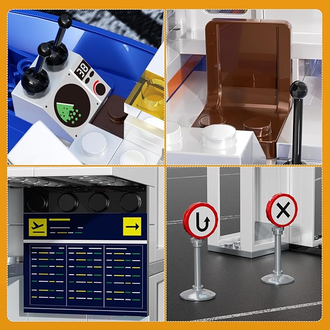 City Plane Building Set, Transport Plane, Helicopter Passenger Airplane 3 in 1 Building Toys with Luggage Trailer, Terminal, Radar Tower, Planes Model for Adults Boys Girls Age 8-12+