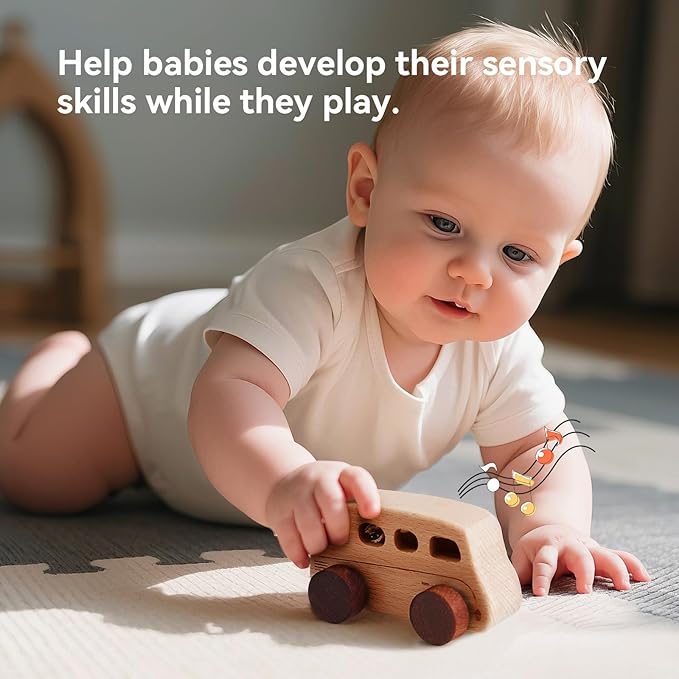 WOODEN TEETHER 3pcs Wooden Cars for Toddlers 1-3 Years Car Toys for Babies Wooden Baby Toys Include Car Boat Airplane，Ideal Gift for Girls and Boys