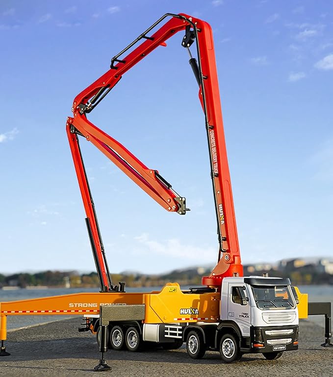 Concrete Pump Truck Construction Vehicles Toys,1:50 Scale Diecast Site Concrete Pump Truck, Toy Trucks for Kids
