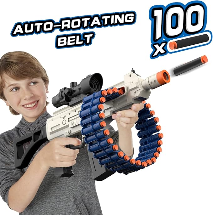 Electric Automatic Toy, JakMean Toy Blaster with 30 Dart Clips and 100 Foam Darts, Outdoor Shooting Games Toys for 6-12 Year Old Boys & Girls Adults, Gifts for Birthday Xmas (J3A)