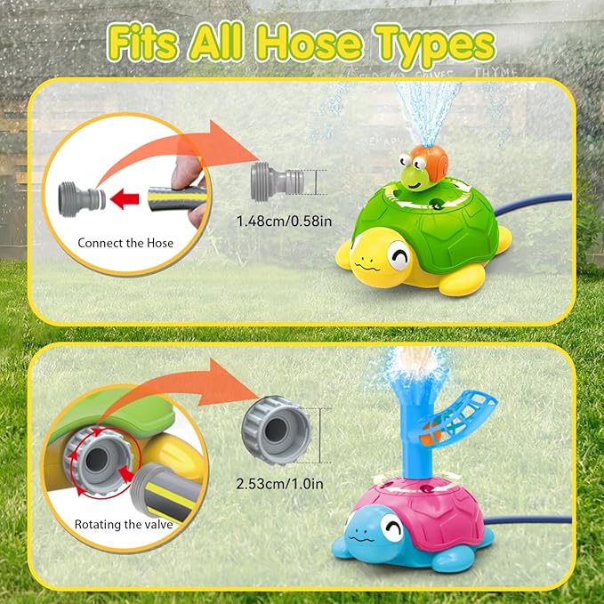 4-in-1 Turtle Water Sprinkler for Kids Summer Toys, Outdoor Toys for Toddlers, Kids Sprinkler Water Toys, Backyard Games for Summer Fun, Backyard Games Splash Water Toys Gifts for Boys Girls Dogs
