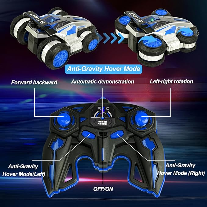 RC Drift Car with 360° Rotating Stunt Vehicle, High-Speed Drift RC Stunt Deformation Car, 2.4GHz 4WD Plasma Cars with Lights & Music, RC car Anti-Gravity Drift & Spin for 6-12 Years Boys