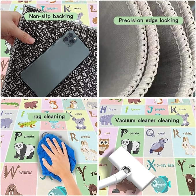 ABC Alphabet Rug Carpet for Kids, Educational Area Rugs for Classroom, Alphabet Animal Play Mat for Playroom and Bedroom (31x47In)