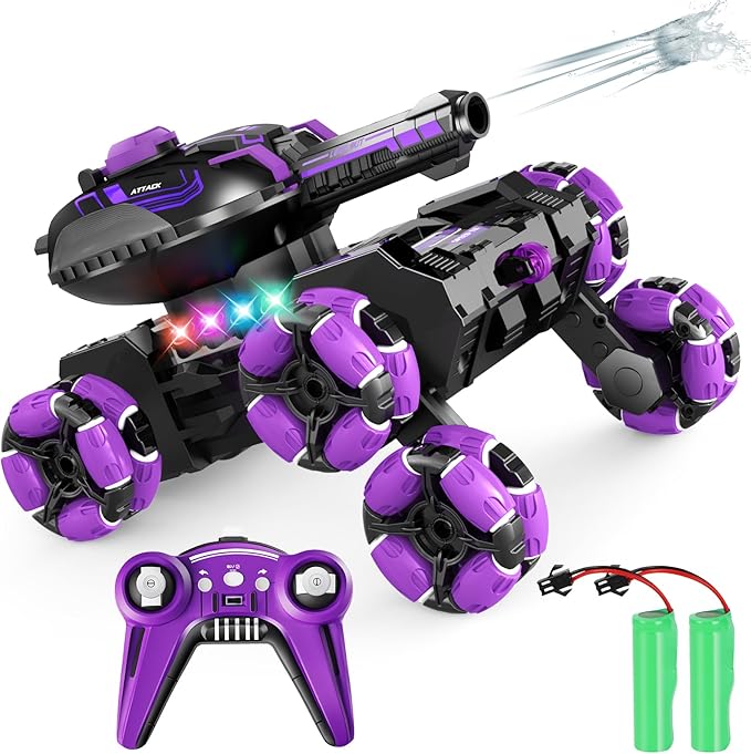 Remote Control Car for Kids, RC Cars Toys for Ages 8-13, 2.4GHz 360° Rotation 6WD RC Stunt Car Water Bomb Toy Birthday Gifts for 6 7 8 9 10 11 12 Year Old Boys Girls (Purple)