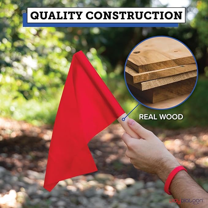 Play Platoon Capture The Flag, The Traditional Original 20 Player Set with Real Wood Handle Flags - Outdoor Yard Game for Family, Kids and Teens - Cool for Boy Birthday Gifts, Family Reunions, & Field