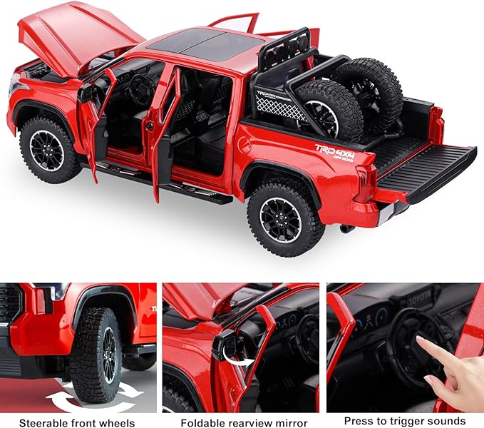 SASBSC Tundra Truck Toys for 3 4 5 6 7 Year Old Boys Pickup Toy Trucks for Boys Age 3-7 Diecast Metal Trucks with Light and Sound Pull Back Toy Cars Gift for Kids