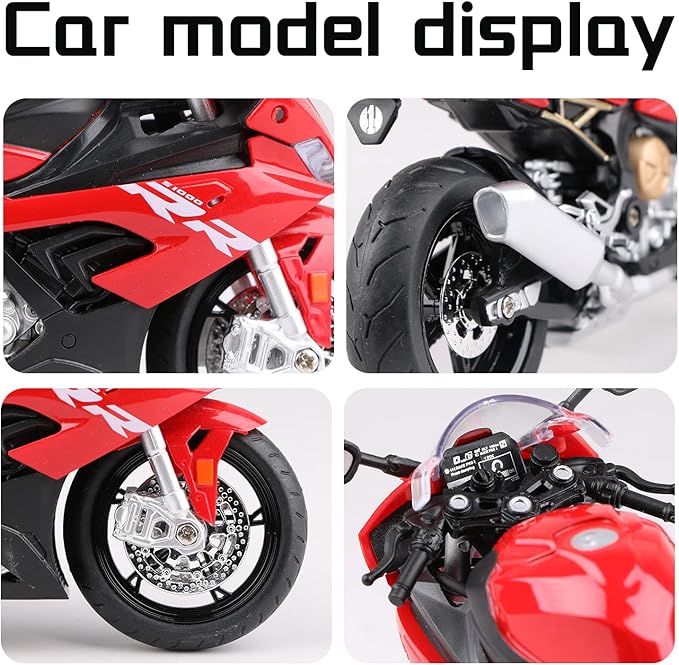 COOLPUR Die Cast Motorcycle Model for S1000RR, Realistic Motorcycle Model, 1:12 Scale Kids Moto Toy or Collection, Boyfriend,Young Peoples Gift(red)