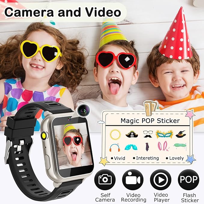Kids Game Smart Watch for Kids with 24 Puzzle Games HD Touch Screen Camera Video Music Player Pedometer Alarm Audiostory Flashlight 12/24hr Kids Watch Gift for 4-12 Year Old Boys Girls Toys for Kids