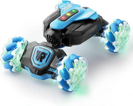 Remote Control Car for Boys: - RC Car Toys Rechargeable Transformers RC Drift Truck with Music Light Gesture Sensing Stunt Truck 360° Rotation Hand Controlled Toy Christmas Birthday Gifts for Kids