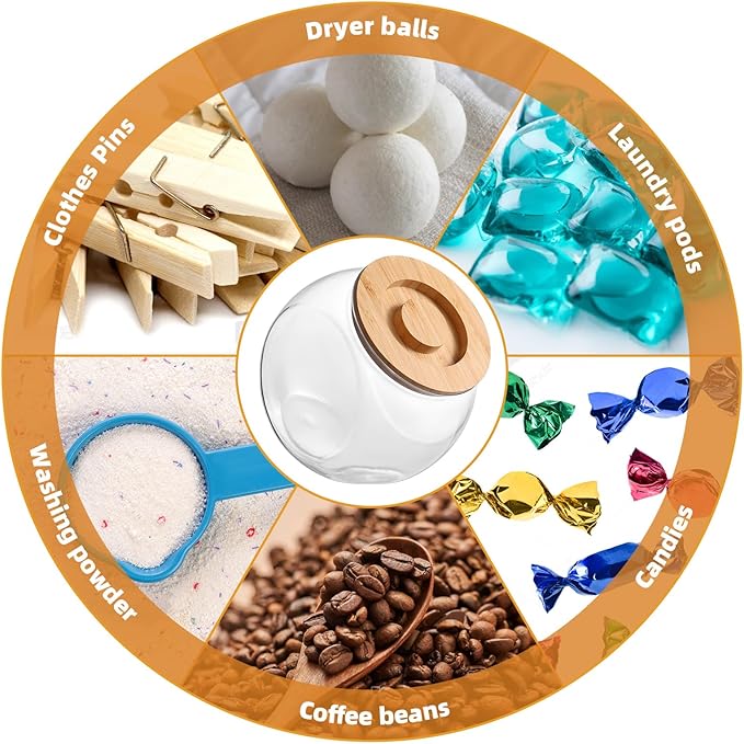 SUBEKYU Dryer Ball Holder for Laundry Room Organization,0.85 Gallon Laundry Pods Container ,Plastic Dishwasher Pods Dispenser,Laundry Pods Holder Dispenser,Laundry Room Organizer(No Dryer Balls)