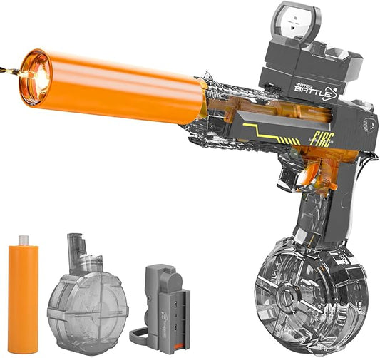 Electric Water Blaster for Kids Ages 4-12: Automatic Water Toy with 32FT Spray Distance High-Capacity Design Ideal for Pool Parties, Beach, Backyard & Summer Outdoor Play, Grey