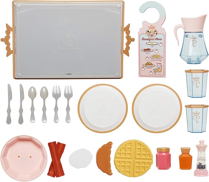 Disney Princess Style Collection Room Service Pretend Play Toy Set - with Serving Tray, Plate Cover, Pitcher & More for A Great Pretend Travel Experience - Girls Ages 3+