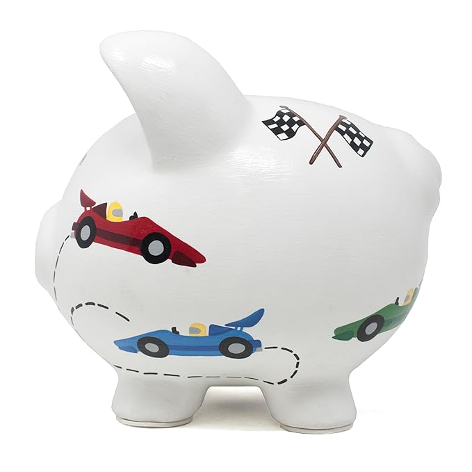 Child to Cherish Ceramic Piggy Bank for Boys, Vroom Race Car