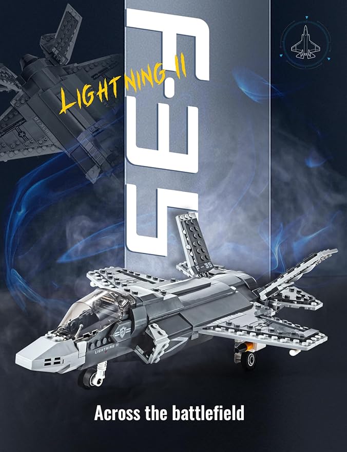 SEMKY Military Series F-35 Lightning II Fighter Jet Air Force Building Block Set (646 Pieces) -Building and Military Toys Gifts for Kid and Adult