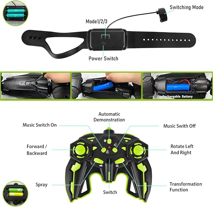 FEIMUOSI Remote Control Car RC Toys: - Drift Rc Car Rechargeable Toy Cars with Light Music Gesture Sensing Stunt Transformer 360° Rotating Hand Controlled Christmas Birthday Gift for Boys 4-7