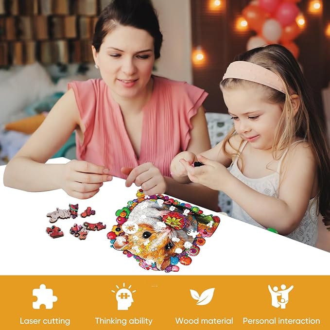 Wooden Jigsaw Puzzles 500 Pieces-Hamster,16.5x16.9in,Royal,Wooden Puzzles for Adults,Unique Shape Animal Adult Puzzles,Irregular Wood Puzzles Best Gift for Adults and Kids Family Game