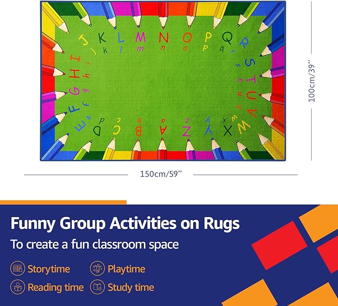 Thick Classroom Rug Kids Classroom Seating Rug 3.2x5 ft, Children's Classroom Preschool Rug Elementary,ABCarpet-RtZMYD-1510-MVC