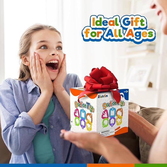 Richtim Bath Toys Toddlers Suction Toys: 6 Pack Colorful Textured Suction Toy for Baby Bathtime - Travel No Hole Bath Toy for Boys and Girls