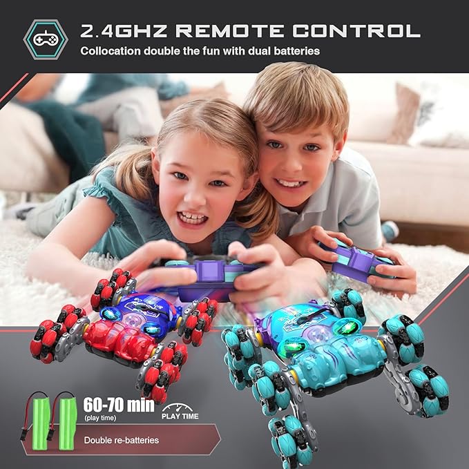 ATHLERIA 8WD Gesture Sensing Rc Stunt Car Toys for Boy Age 8-13,Octopus Remote Control Cars with Spray Lights,Racing Drift Car,Christmas Birthday Easter Gifts for Boys Girls Teens 8 Years and up