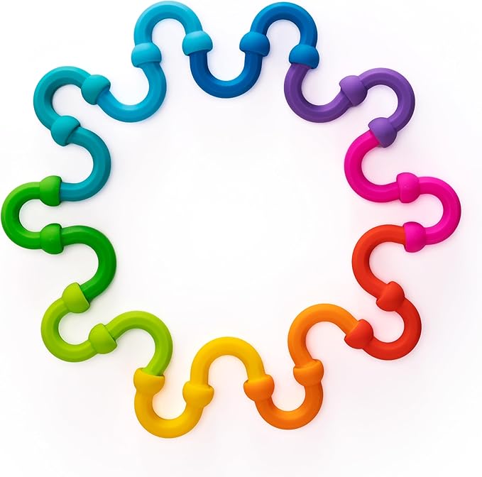 Fat Brain Toys Plip Links, Silicone Building Toys for Creative Play, Creative Construction Play Set for Preschoolers, Kids Toys Ages 3 to 12