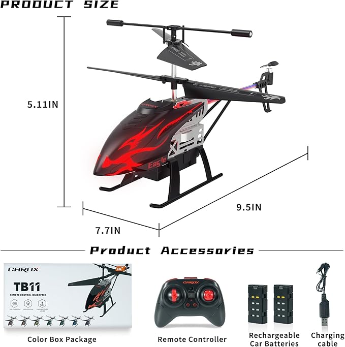 Remote Control Helicopter for Kids with 30-Minute Flight Time, LED Light Effects, Altitude Hold, One-Key Takeoff/Landing, for Boys and Girls Ages 6+, Perfect Christmas and Birthday Gifts