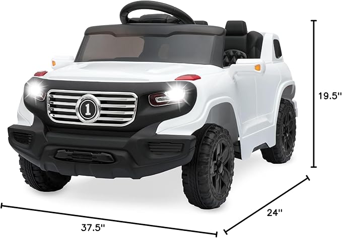 Best Choice Products Kids 6V Ride On Truck w/Parent Remote Control, 3 Speeds, LED Lights, White