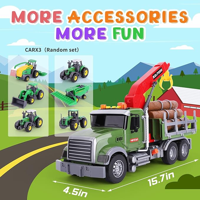 Tow Truck Toy Set for Kids Ages 4 to 8 Includes Farm Truck 3 Random Metal Trucks with Hook Perfect Toddler Toys for Boys and Girls 3 Years and Up Kids Toys Fun Playtime Vehicle Collection